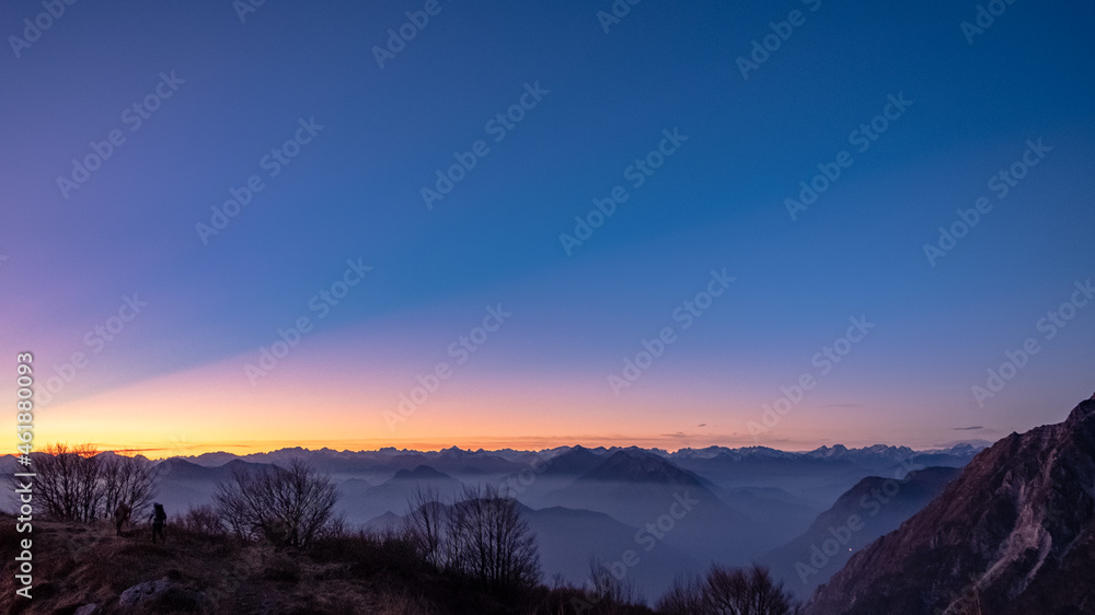 Winter sunset from an alpine peak of Friuli-Venezia Giulia Winter sunset from an alpine peak of Friuli-Venezia Giulia