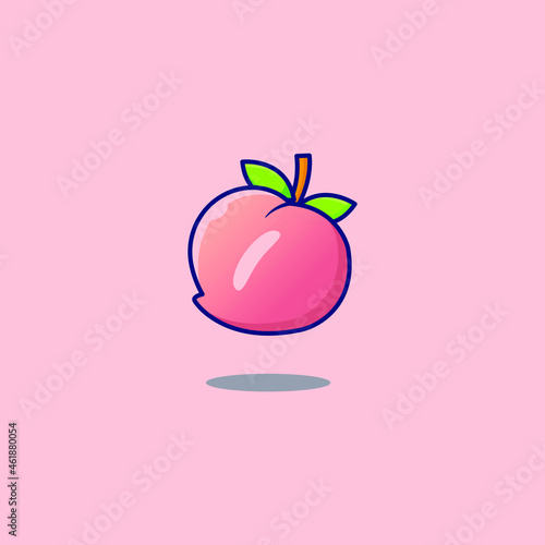 Peach vector illustration. isolated vector fruit on a pink background.