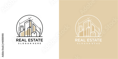 Architecture in circle logo design. building logo design inspirations