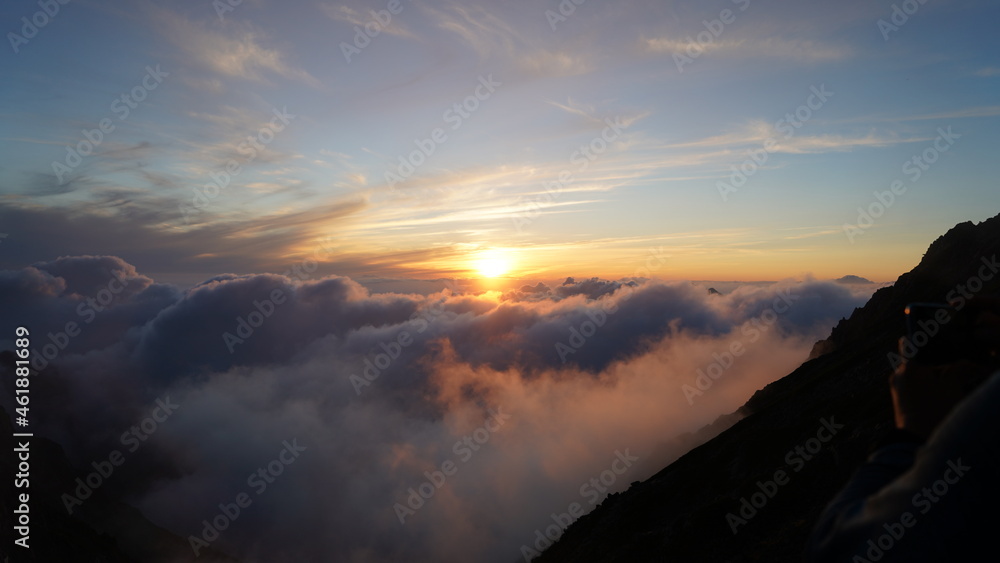 穂高山荘からの夕日