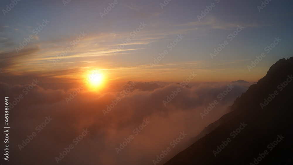 穂高山荘からの夕日 穂高山荘からの夕日