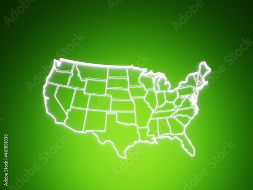 USA map outline glow dark