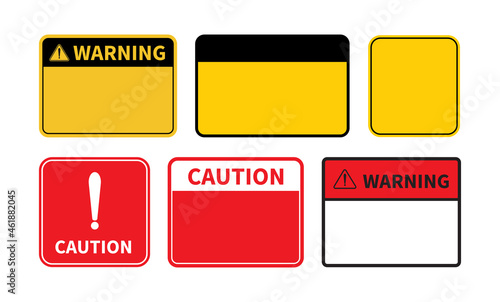 Warning sign. Set of blank Caution sign on white background. Vector illustration