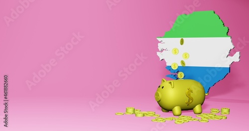 3d rendering of piggy bank as positive economic growth in Siera Leone photo