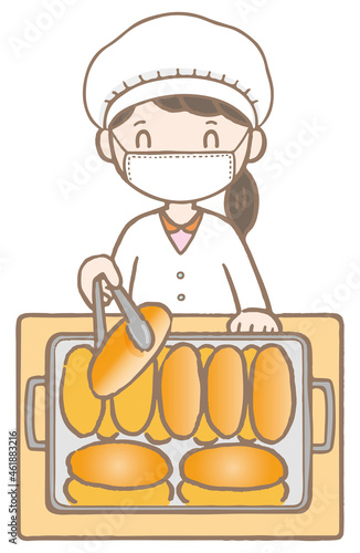 給食当番・給食係のこども/This is an illustration of a child giving out lunch.
