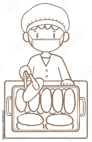 給食当番・給食係のこども/This is an illustration of a child giving out lunch.