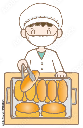 給食当番・給食係のこども/This is an illustration of a child giving out lunch.