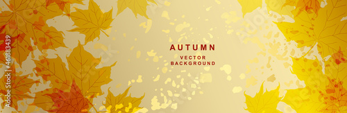 Autumn vector background with maple leaves. Pattern with yellow orange texture for covers, advertisements, wedding invitations, cards