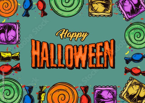 Happy Halloween colorful vintage template