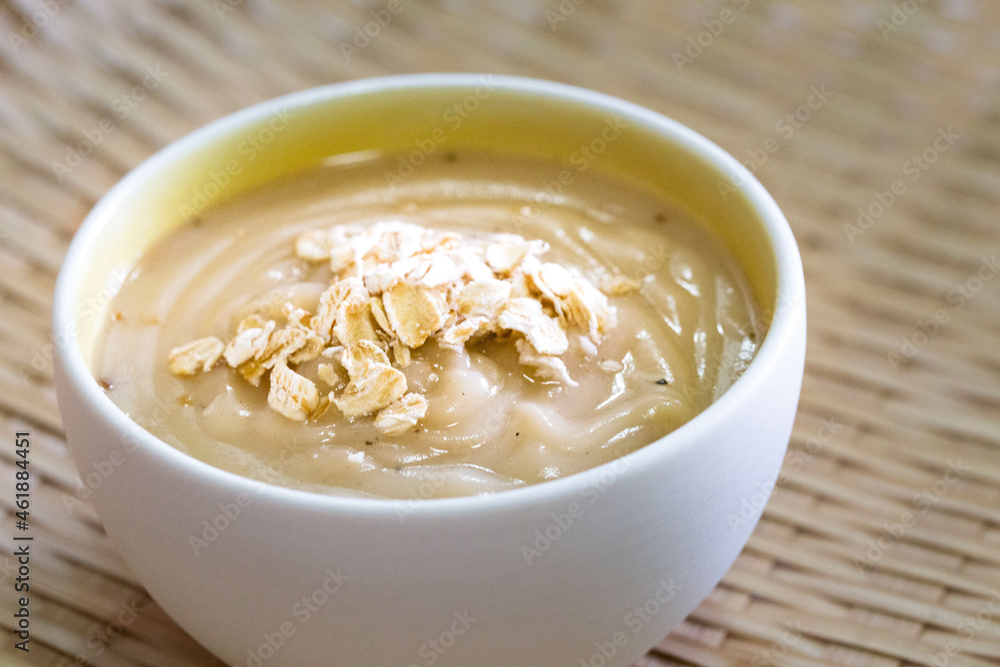 mian-cha. Roasted wheat flour add into boiled water and mixed. A traditional food in Kinmen, Taiwan. mian-cha. Roasted wheat flour add into boiled water and mixed. A traditional food in Kinmen, Taiwan.