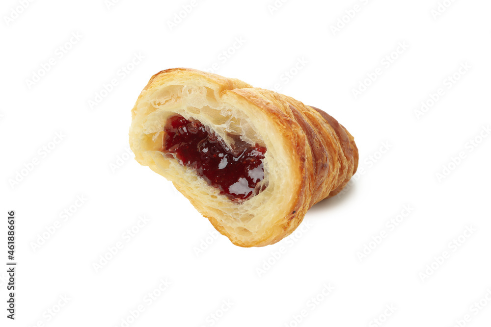 Croissant with raspberry jam, isolated on white background Croissant with raspberry jam, isolated on white background