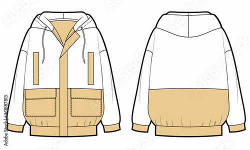 Fotografiet Hooded sports jacket vector template