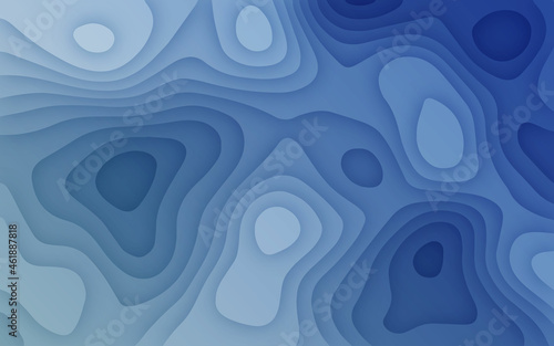 Abstract blue gradient background in 3d paper cut and craft style topography map relief. 