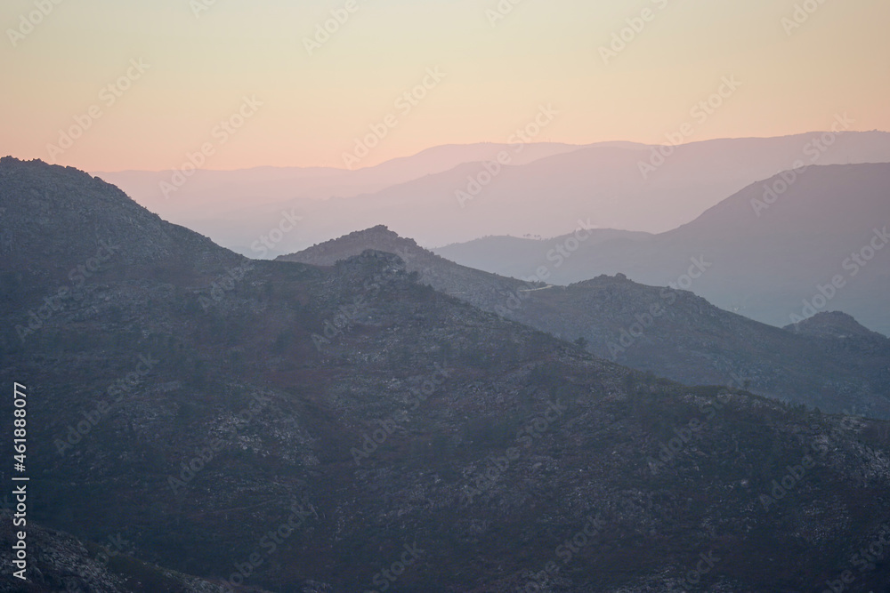 Mountain layers at sunset