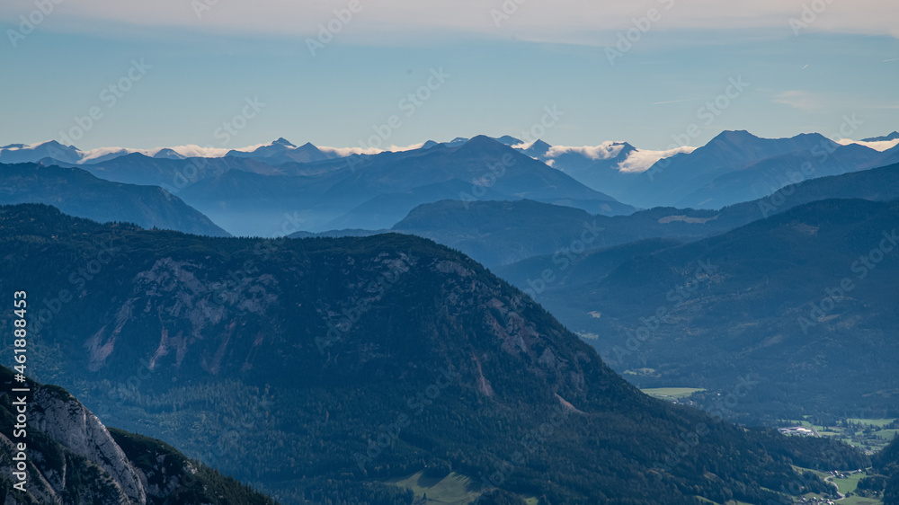 Panoramic autumn view over ausseerland and austrian alps
