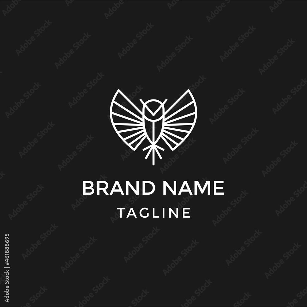 owl line outline simple minimalist logo design graphic vector download