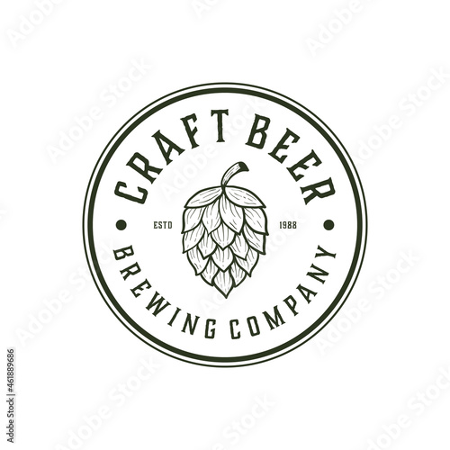 Craft Beer Brewery With badge Label logo design Template