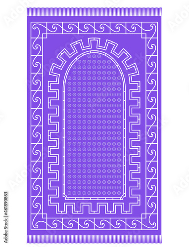 Prayer rug. Vector design of Muslim prayer rug with decorative elements. İslamic textile.