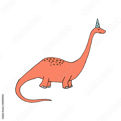   ink dinosaur  happy and have a rest. Isolate. Cute illustrations for boys and girls  prints on t-shirts  children and adult design.