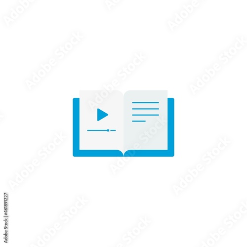 Icon video book text media lesson single pictogram flat icon style graphic design vector