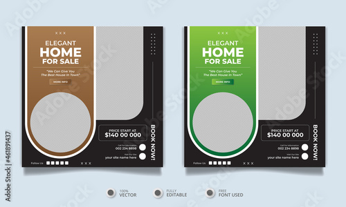 Real estate landlord house property instagram post or square web banner promo template	
