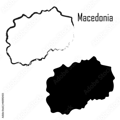 Macedonia map black and white vector illustration.