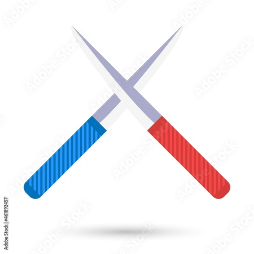 Two knives isolated object. Vector illustration.