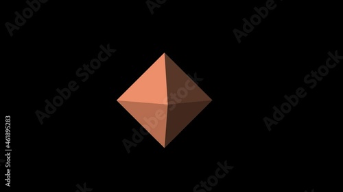 octahedron figure rotates on a black background 3d rendering