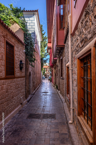 Fototapeta Naklejka Na Ścianę i Meble -  The restored historical houses and narrow streets of Antalya's historical Kaleiçi...