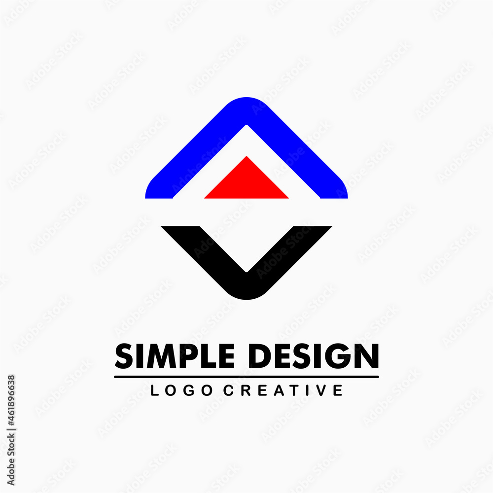 blue, black and red triangle icon in rhombus, letter a. simple and creative logo. Abstract business logo icon design template blue, black and red triangle icon in rhombus, letter a. simple and creative logo. Abstract business logo icon design template