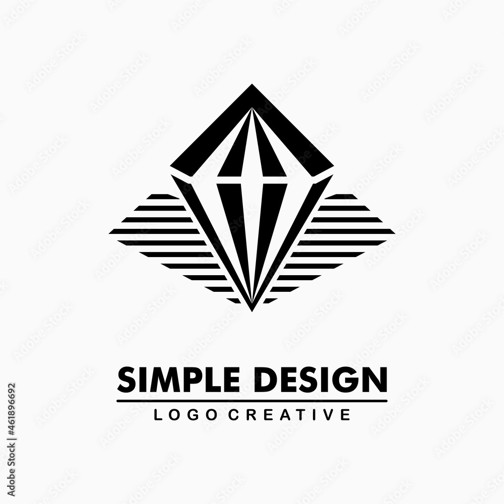 black diamond icon with striped shadow. simple and creative logo. Abstract business logo icon design template