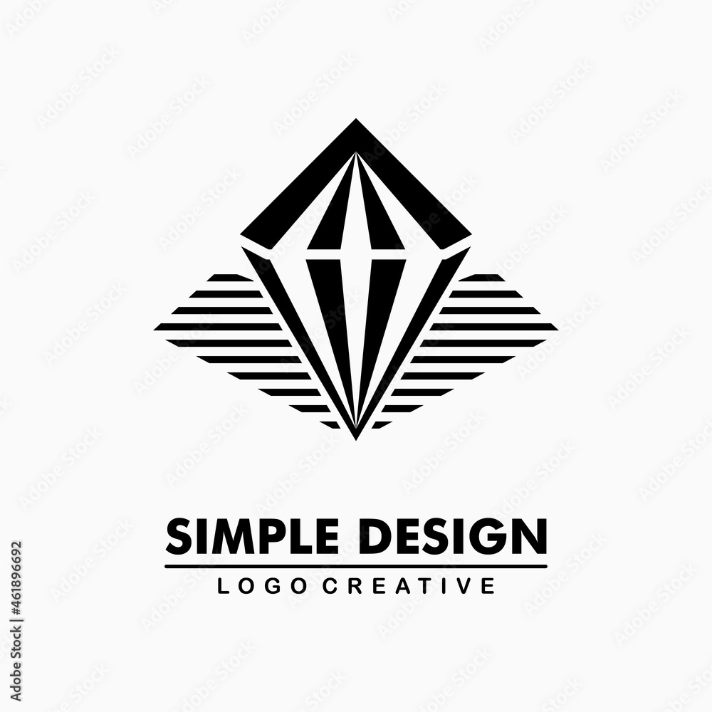 Fototapeta premium black diamond icon with striped shadow. simple and creative logo. Abstract business logo icon design template