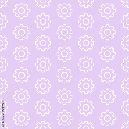 Purple seamless pattern with white gears.