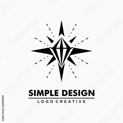 black diamond icon in star shining illustration. simple and creative logo. Abstract business logo icon design template