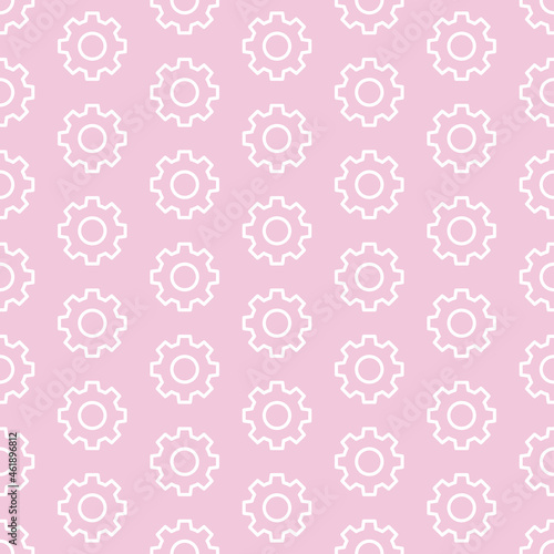 Pink seamless pattern with white gears.