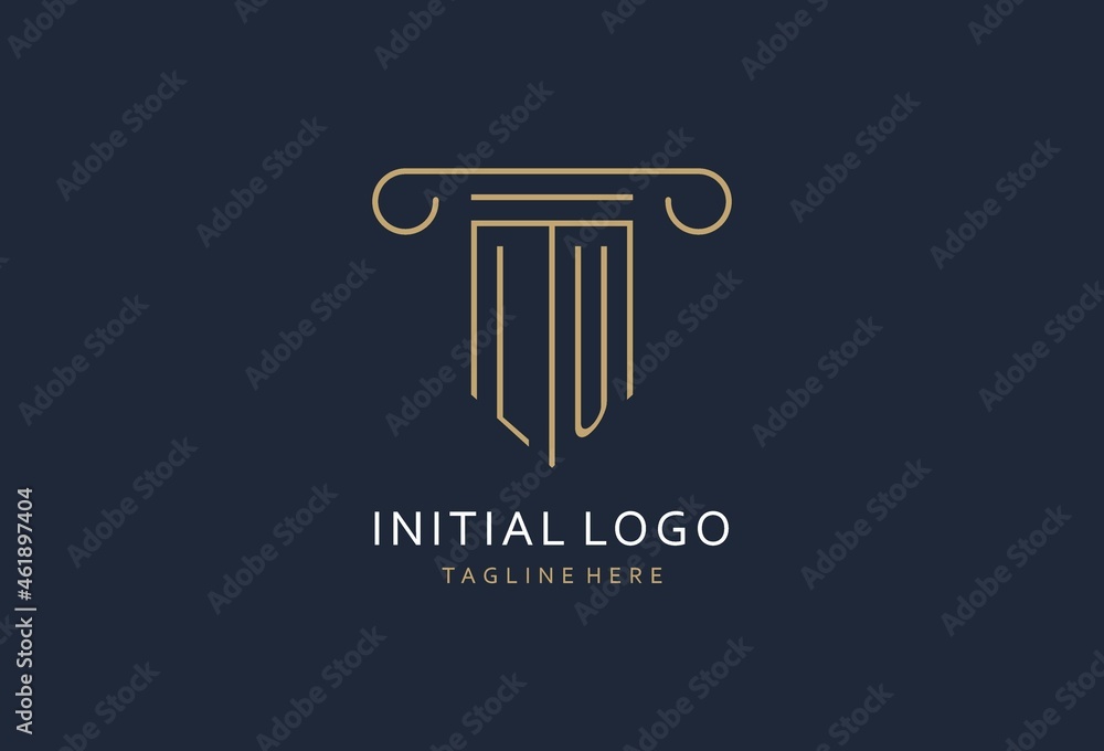 LU initial with pillar shape logo design, creative monogram logo design ...