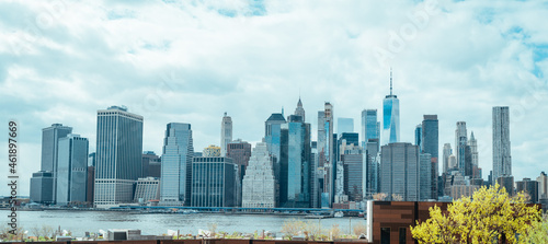 panorama skyline New York City architecture skyscrapers sea Manhattan 