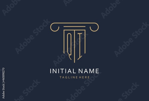 QI initial with pillar shape logo design, creative monogram logo design for law firm