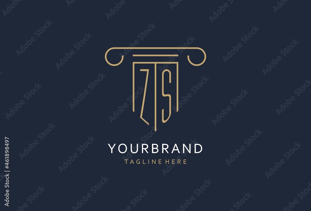 ZS initial with pillar shape logo design, creative monogram logo design ...