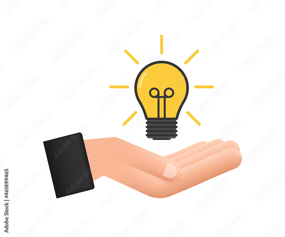 Light bulb icon with hands. lamp, incandescent bulb. Vector stock illustration. Light bulb icon with hands. lamp, incandescent bulb. Vector stock illustration.