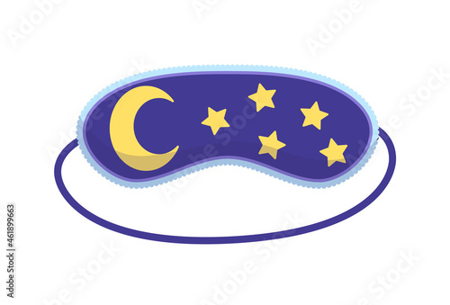 Sleep mask. Eye protection accessory and prevention of healthy sleep. Blindfold symbol in cartoon style. Design of relaxation wear for night