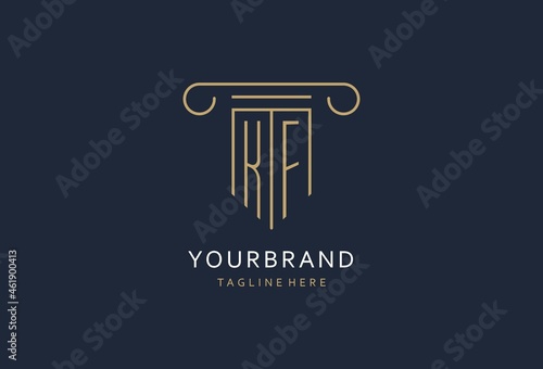 KF initial with pillar shape logo design, creative monogram logo design for law firm