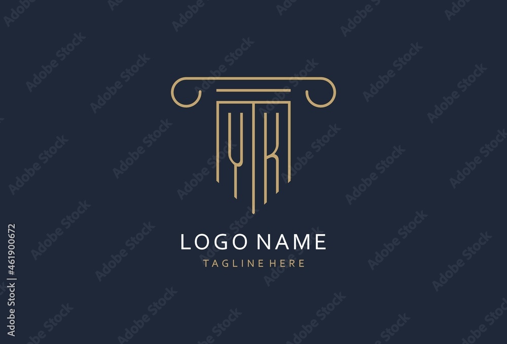 YK initial with pillar shape logo design, creative monogram logo design ...
