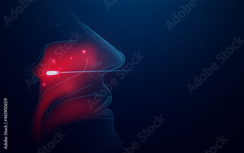 Coronavirus nasal swab. PCR test. Healthcare. Vector illustration