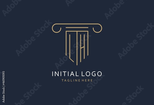 LH initial with pillar shape logo design, creative monogram logo design for law firm