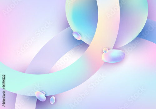 Abstract 3D geometric circles overlapping and fluid pastel gradient shape background