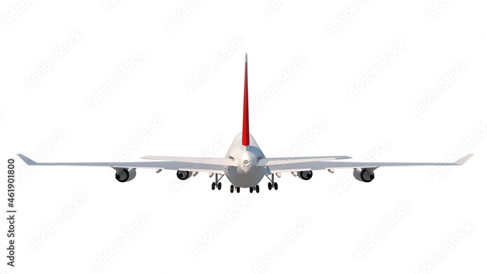 Wide body aircraft 1-Back view white background 3D Rendering Ilustracion 3D Wide body aircraft 1-Back view white background 3D Rendering Ilustracion 3D