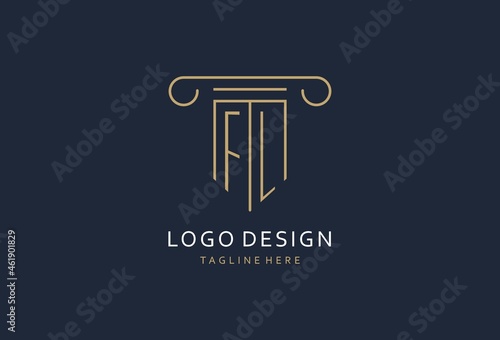 FL initial with pillar shape logo design, creative monogram logo design for law firm