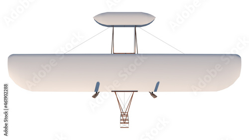 Wright Flyer 1- Top view white background 3D Rendering Ilustracion 3D