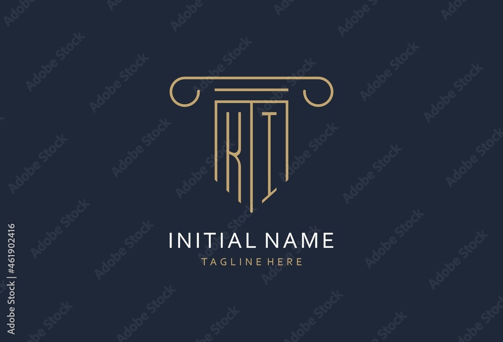 KI initial with pillar shape logo design, creative monogram logo design ...